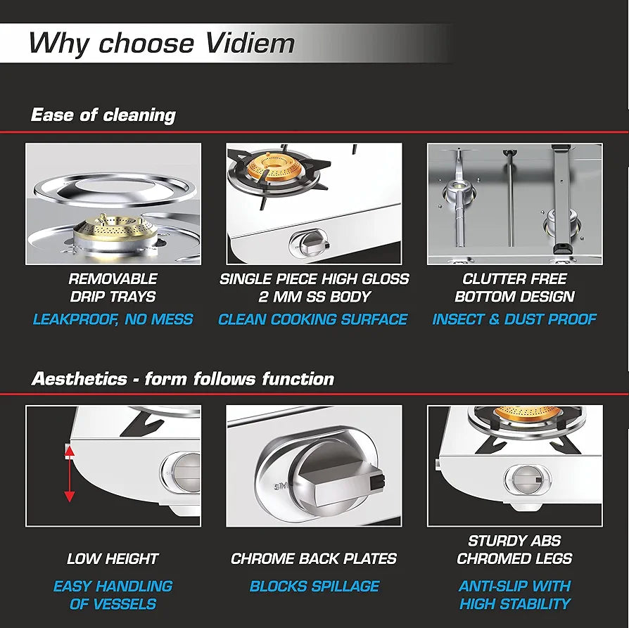 VIDIEM SS GAS STOVE 2BURNER -TUSKER VIDIEM SS GAS STOVE 2BURNER -TUSKER
